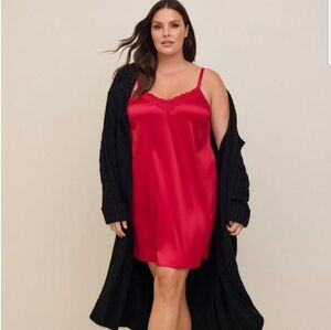 Torrid Sleepwear Dream Satin Lace Trim Sleep Cami Gown 1